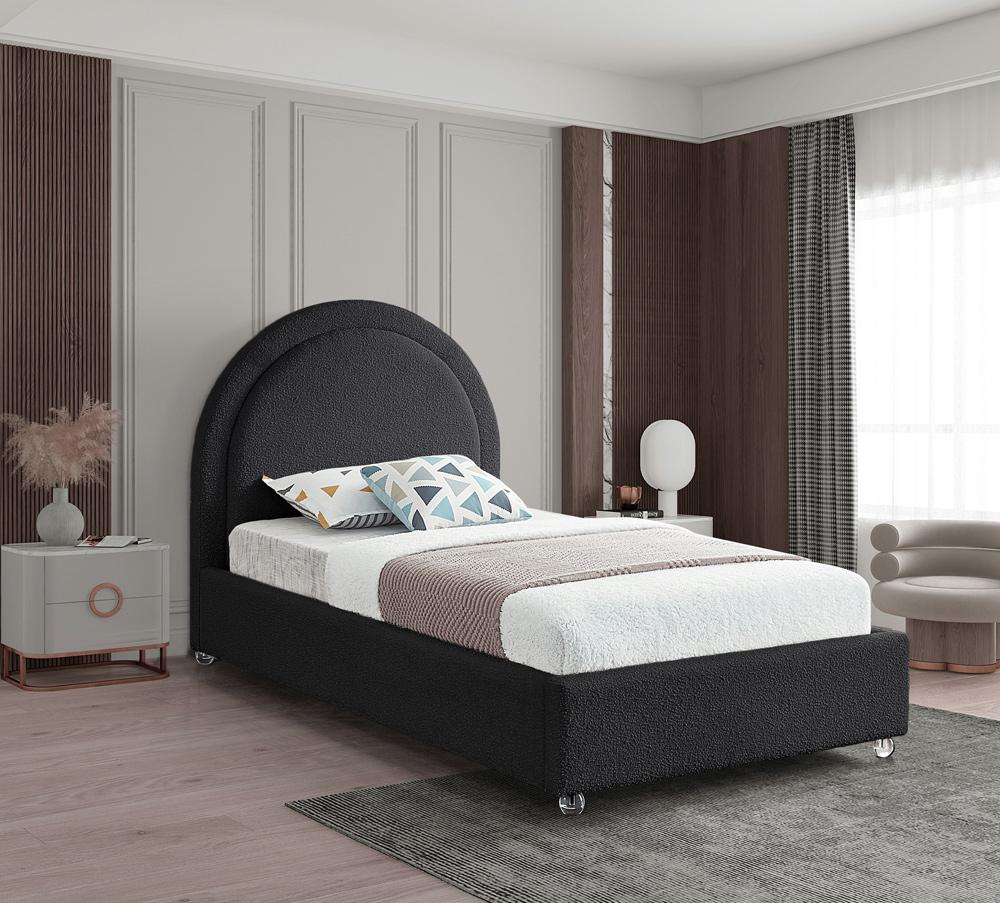 Meridian Furniture - Milo Black Fabric Twin Bed - MiloBlack-T veiw 2