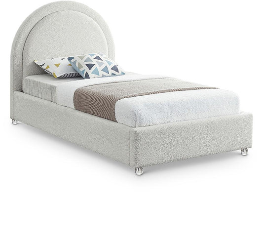 Meridian Furniture - Milo Cream Fabric Twin Bed - MiloCream-T veiw 1