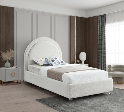 Meridian Furniture - Milo Cream Fabric Twin Bed - MiloCream-T veiw 2