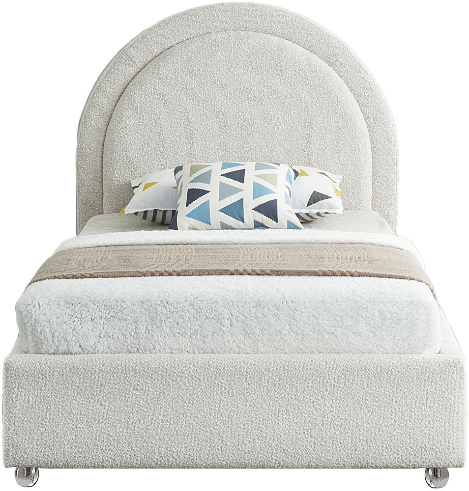 Meridian Furniture - Milo Cream Fabric Twin Bed - MiloCream-T veiw 3