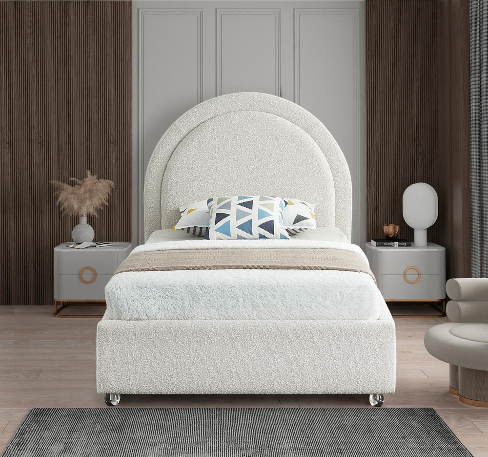 Meridian Furniture - Milo Cream Fabric Twin Bed - MiloCream-T veiw 4