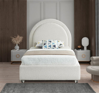 Meridian Furniture - Milo Cream Fabric Twin Bed - MiloCream-T veiw 4