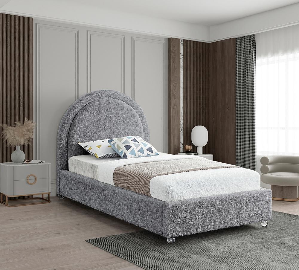Meridian Furniture - Milo Grey Fabric Twin Bed - MiloGrey-T veiw 2