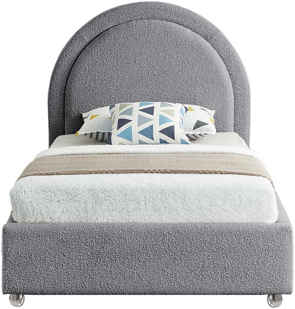 Meridian Furniture - Milo Grey Fabric Twin Bed - MiloGrey-T veiw 3