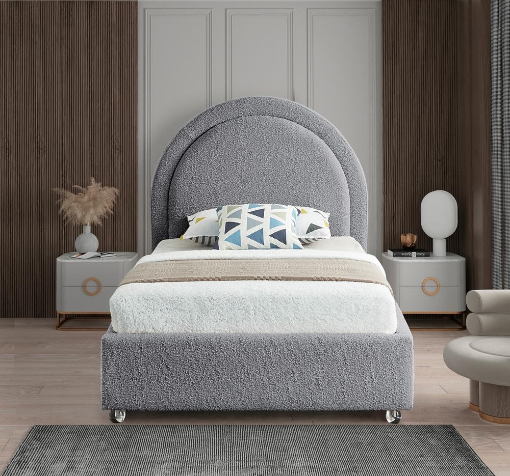 Meridian Furniture - Milo Grey Fabric Twin Bed - MiloGrey-T veiw 4
