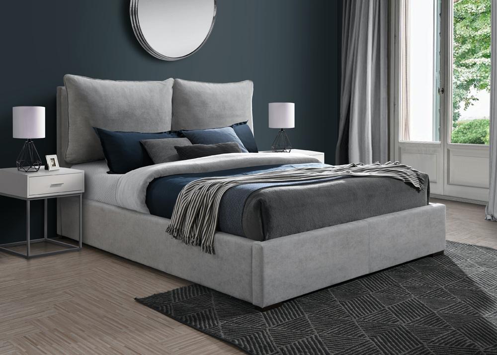 Meridian Furniture - Misha Light Grey Polyester Fabric King Bed - MishaGrey-K veiw 2