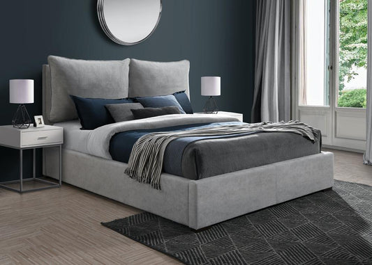 Meridian Furniture - Misha Light Grey Polyester Fabric King Bed - MishaGrey-K veiw 2
