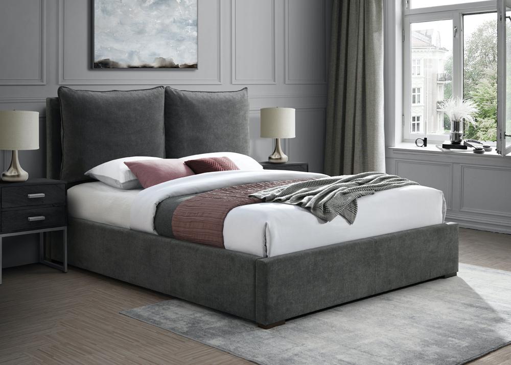 Meridian Furniture - Misha Pepper Black Polyester Fabric King Bed - MishaBlack-K veiw 2