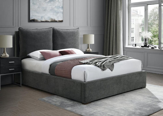 Meridian Furniture - Misha Pepper Black Polyester Fabric King Bed - MishaBlack-K veiw 2