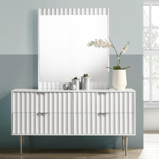 Meridian Furniture - Modernist White Gloss Mirror - 801White-M veiw 2