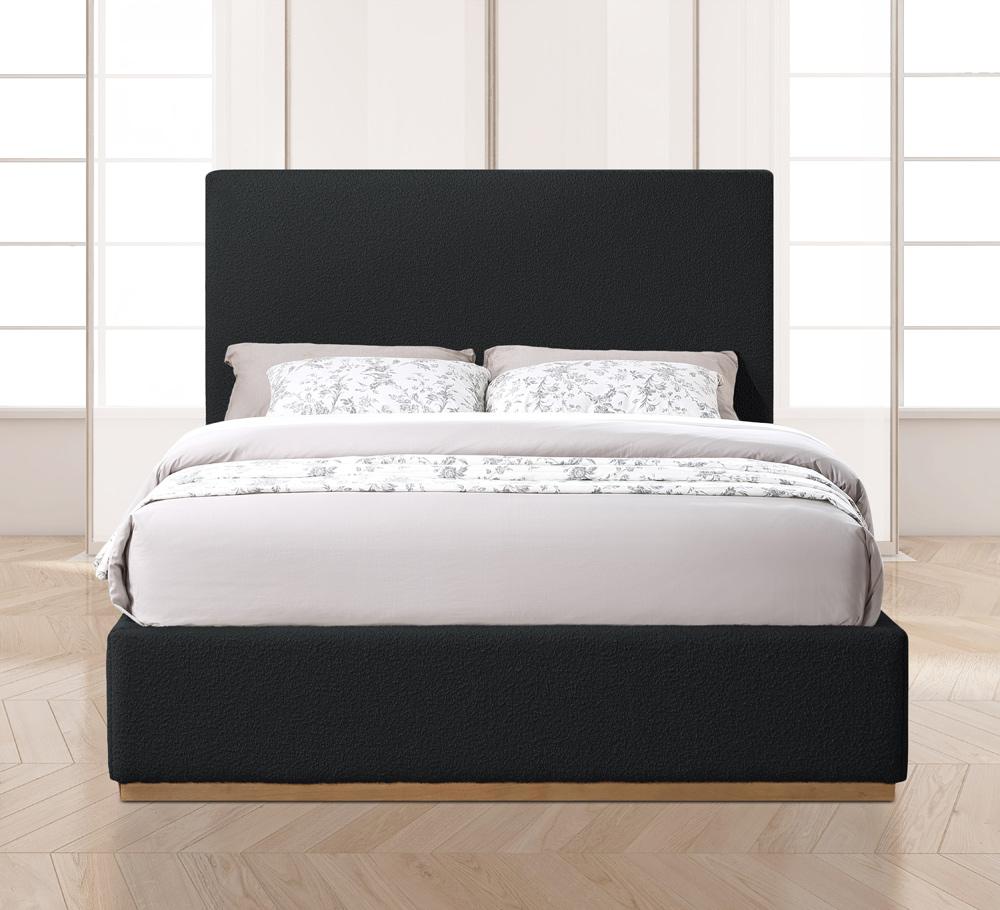 Meridian Furniture - Monaco Black Boucle Fabric Full Bed - MonacoBlack-F veiw 4