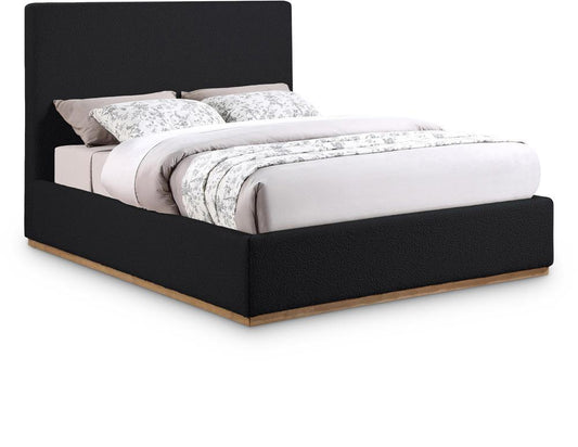 Meridian Furniture - Monaco Black Boucle Fabric King Bed - MonacoBlack-K veiw 1