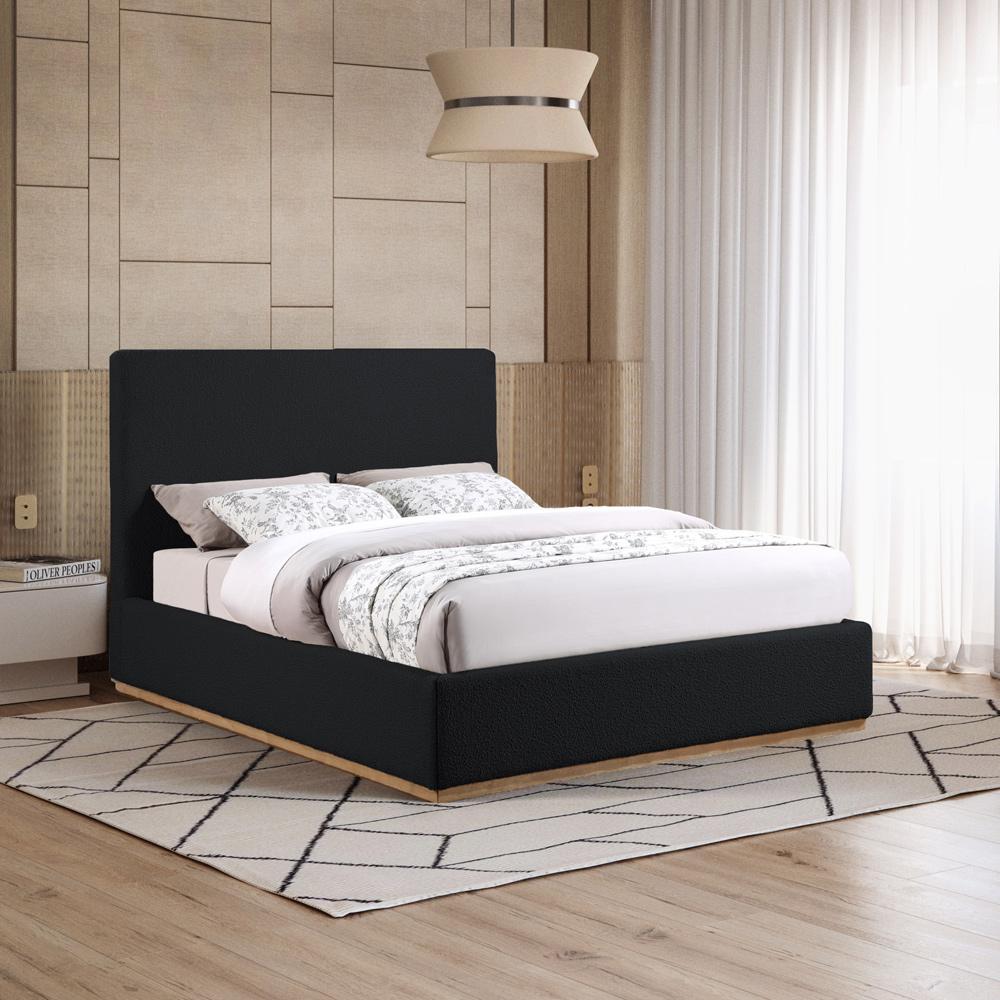 Meridian Furniture - Monaco Black Boucle Fabric King Bed - MonacoBlack-K veiw 2