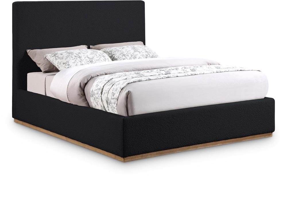 Meridian Furniture - Monaco Black Boucle Fabric Queen Bed - MonacoBlack-Q veiw 1