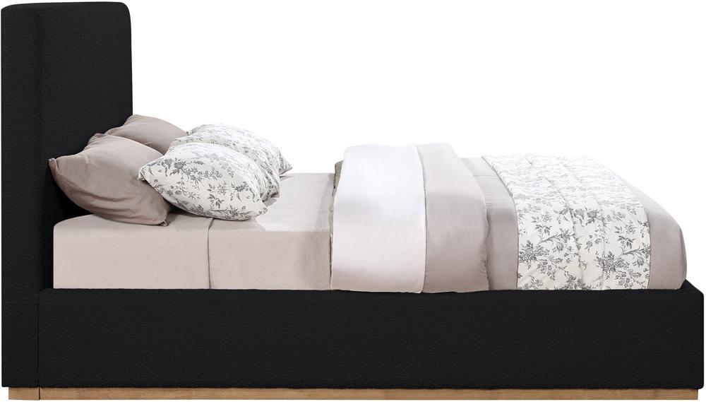 Meridian Furniture - Monaco Black Boucle Fabric Queen Bed - MonacoBlack-Q veiw 5