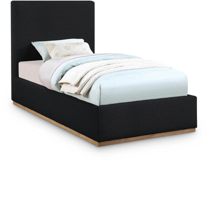 Meridian Furniture - Monaco Black Boucle Fabric Twin Bed - MonacoBlack-T veiw 1