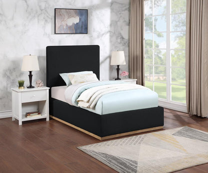 Meridian Furniture - Monaco Black Boucle Fabric Twin Bed - MonacoBlack-T veiw 2