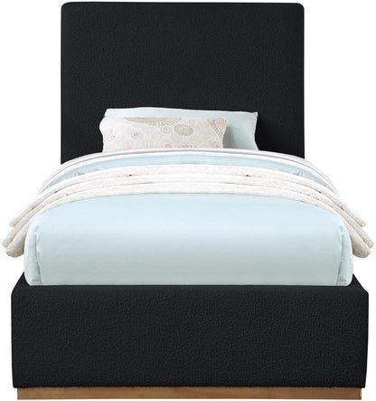 Meridian Furniture - Monaco Black Boucle Fabric Twin Bed - MonacoBlack-T veiw 3
