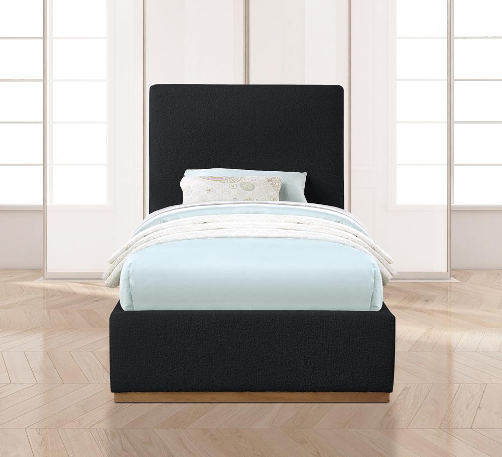 Meridian Furniture - Monaco Black Boucle Fabric Twin Bed - MonacoBlack-T veiw 4