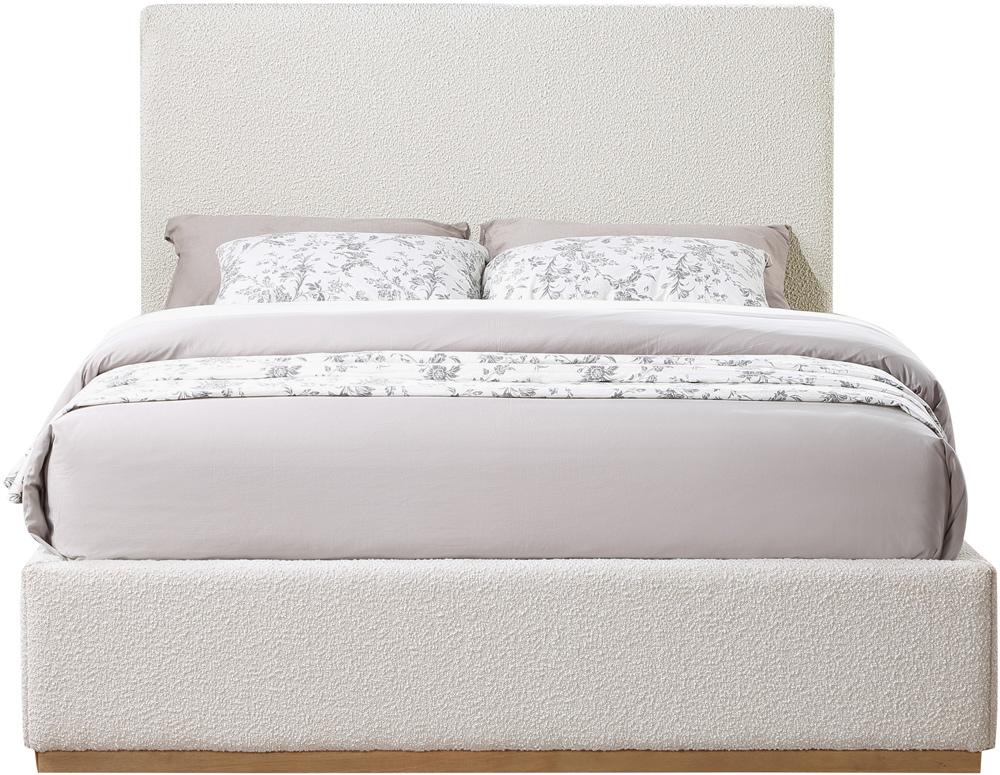 Meridian Furniture - Monaco Cream Boucle Fabric King Bed - MonacoCream-K veiw 3
