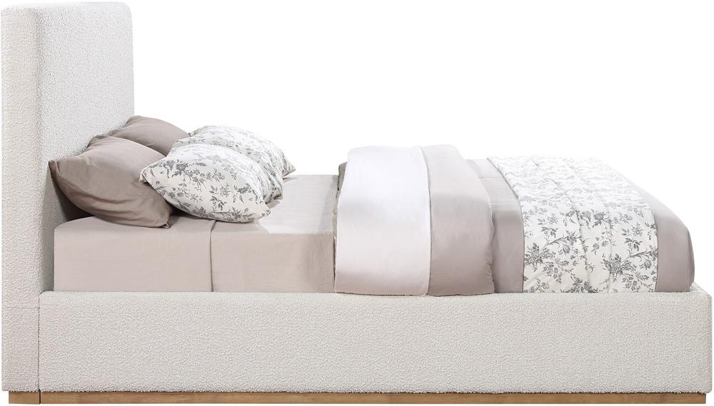 Meridian Furniture - Monaco Cream Boucle Fabric Queen Bed - MonacoCream-Q veiw 5