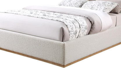 Meridian Furniture - Monaco Cream Boucle Fabric Queen Bed - MonacoCream-Q veiw 7