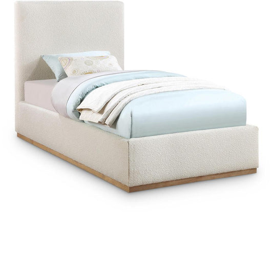 Meridian Furniture - Monaco Cream Boucle Fabric Twin Bed - MonacoCream-T veiw 1