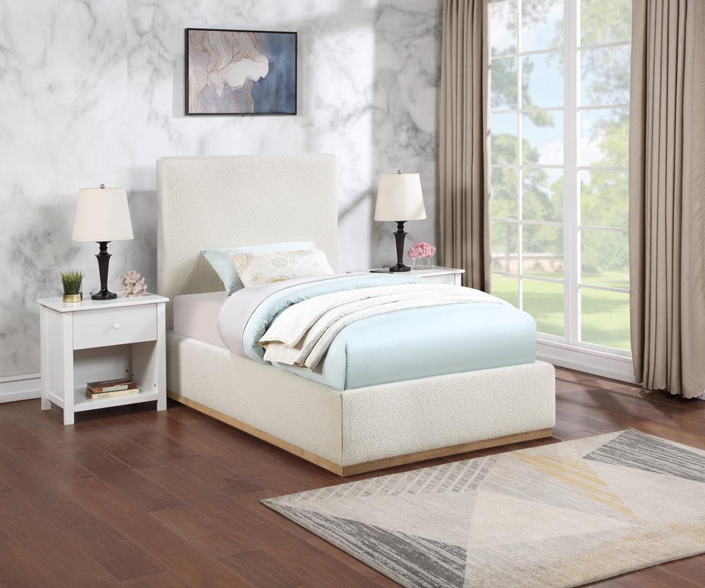 Meridian Furniture - Monaco Cream Boucle Fabric Twin Bed - MonacoCream-T veiw 2