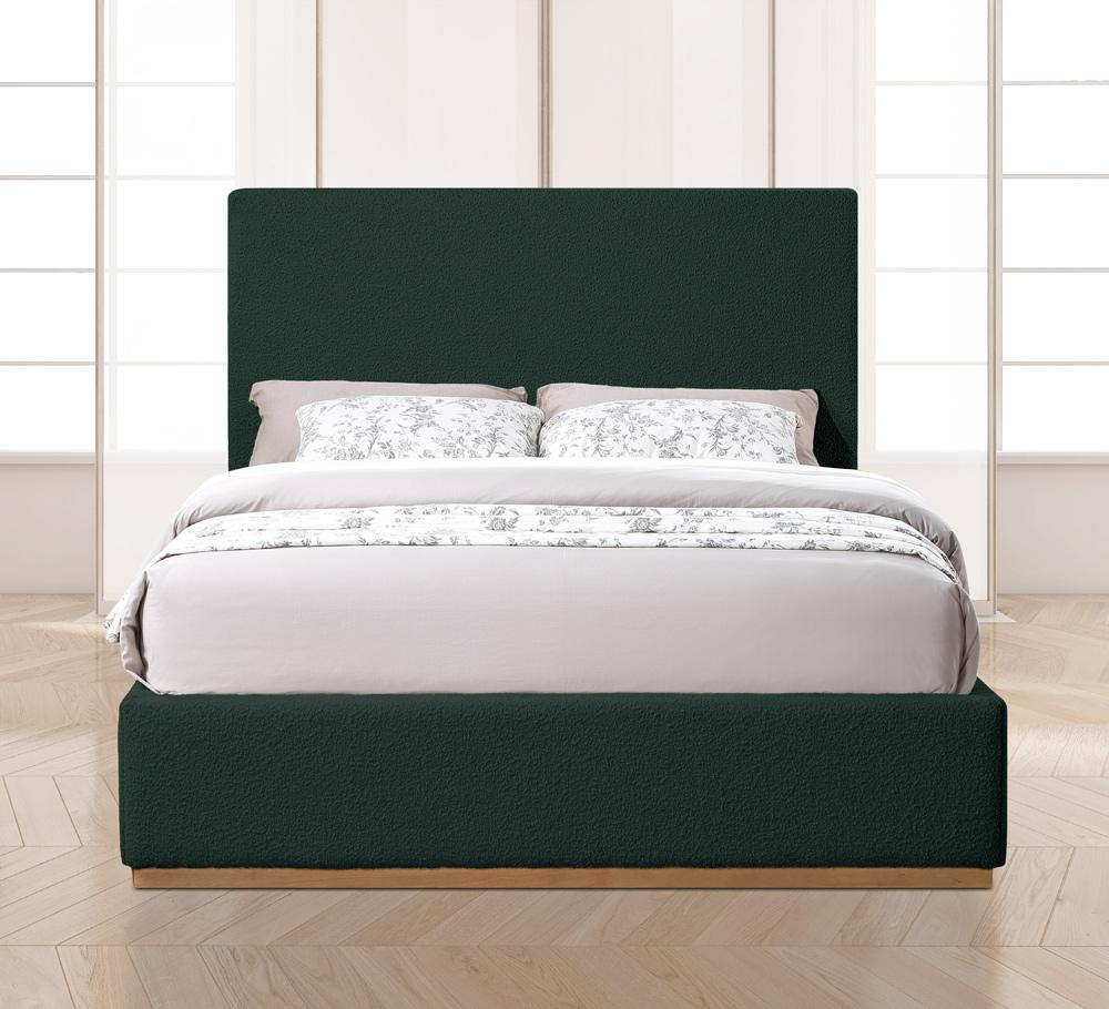 Meridian Furniture - Monaco Green Boucle Fabric Full Bed - MonacoGreen-F veiw 4