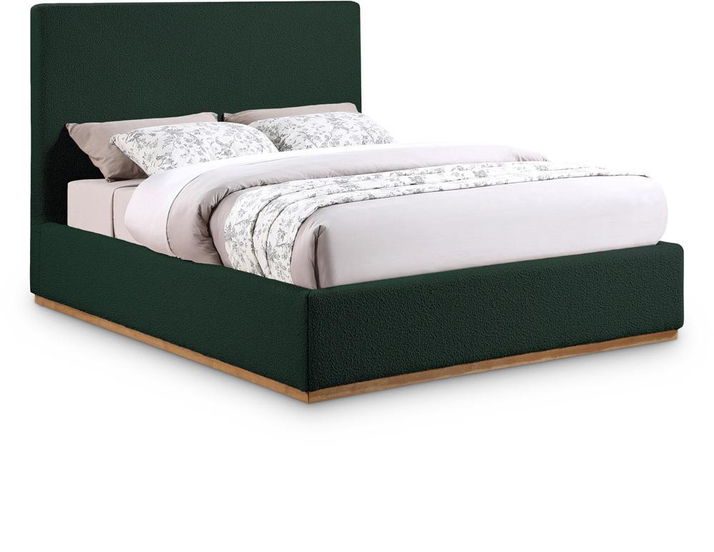 Meridian Furniture - Monaco Green Boucle Fabric Queen Bed - MonacoGreen-Q veiw 1