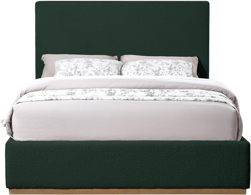 Meridian Furniture - Monaco Green Boucle Fabric Queen Bed - MonacoGreen-Q veiw 3