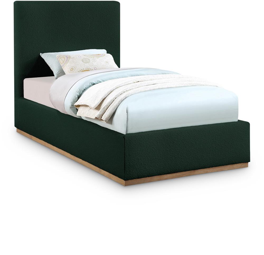 Meridian Furniture - Monaco Green Boucle Fabric Twin Bed - MonacoGreen-T veiw 1