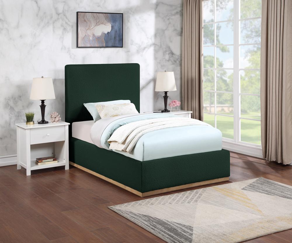 Meridian Furniture - Monaco Green Boucle Fabric Twin Bed - MonacoGreen-T veiw 2