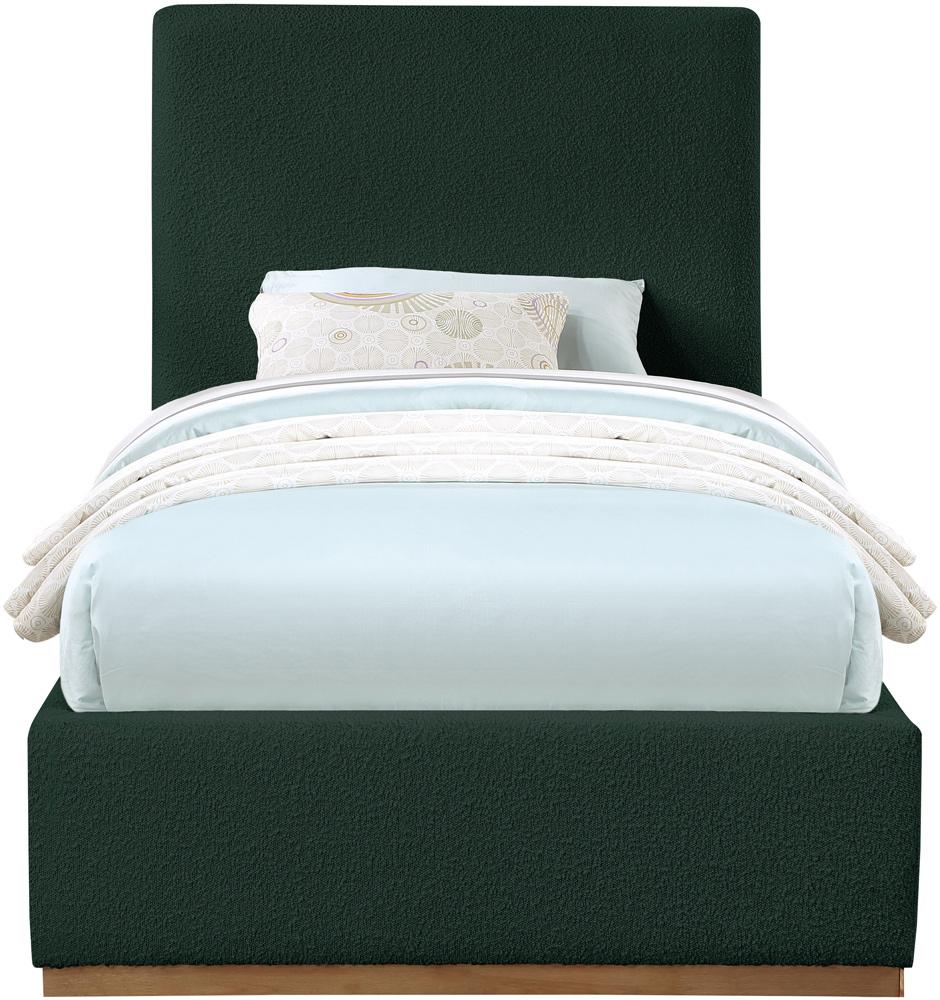 Meridian Furniture - Monaco Green Boucle Fabric Twin Bed - MonacoGreen-T veiw 3