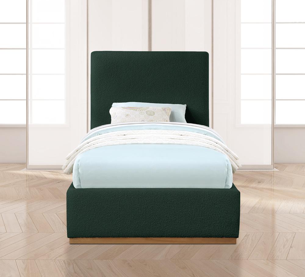 Meridian Furniture - Monaco Green Boucle Fabric Twin Bed - MonacoGreen-T veiw 4