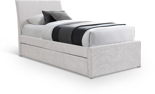 Meridian Furniture - Myles Cream Chenille Fabric Twin Trundle Bed - B1262Cream-T veiw 1