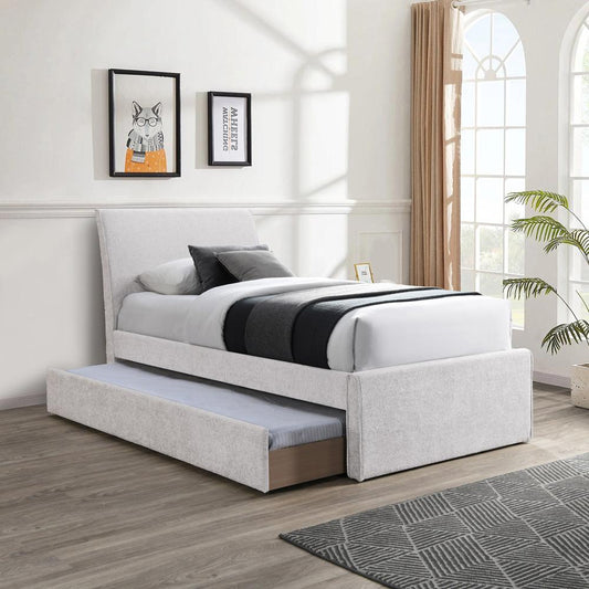 Meridian Furniture - Myles Cream Chenille Fabric Twin Trundle Bed - B1262Cream-T veiw 2