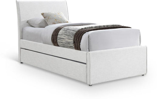 Meridian Furniture - Myles Cream Linen Textured Fabric Twin Trundle Bed - B1261Cream-T veiw 1