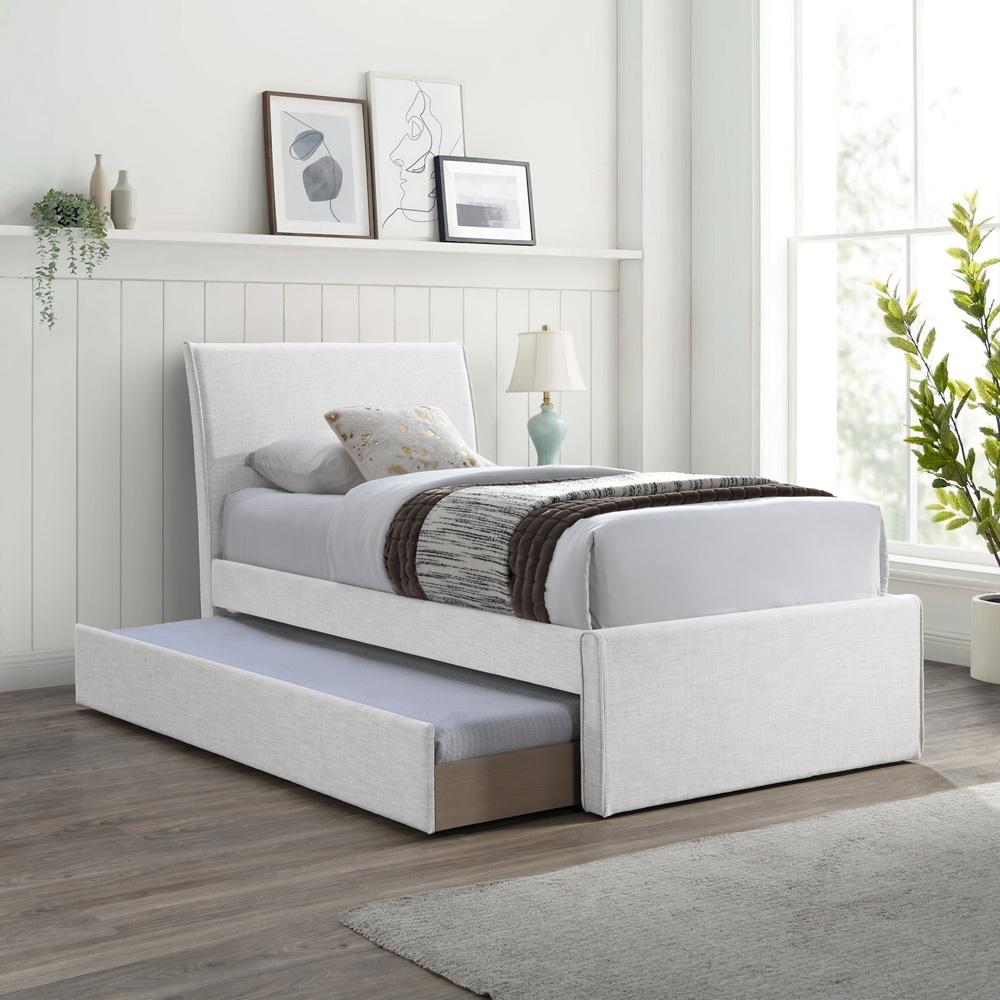 Meridian Furniture - Myles Cream Linen Textured Fabric Twin Trundle Bed - B1261Cream-T veiw 2