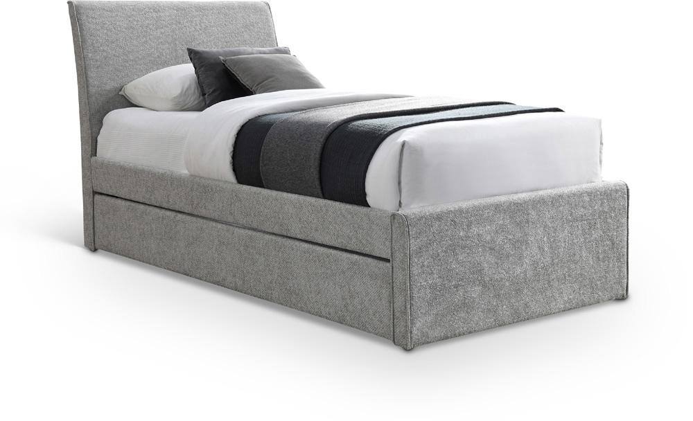 Meridian Furniture - Myles Grey Chenille Fabric Twin Trundle Bed - B1262Grey-T veiw 1