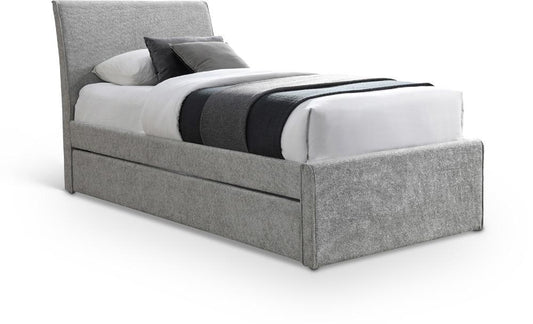 Meridian Furniture - Myles Grey Chenille Fabric Twin Trundle Bed - B1262Grey-T veiw 1