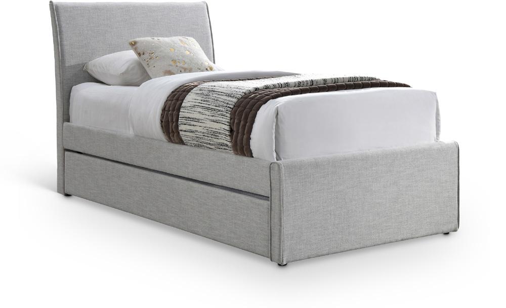Meridian Furniture - Myles Grey Linen Textured Fabric Twin Trundle Bed - B1261Grey-T veiw 1