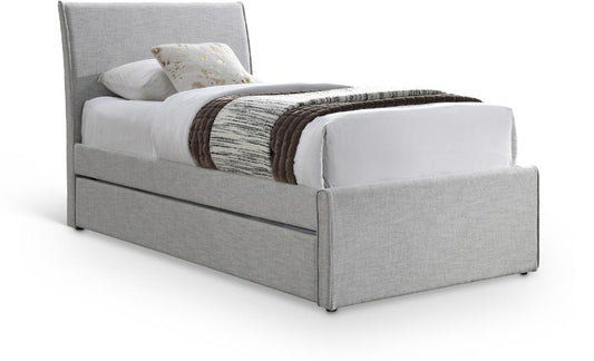 Meridian Furniture - Myles Grey Linen Textured Fabric Twin Trundle Bed - B1261Grey-T veiw 1