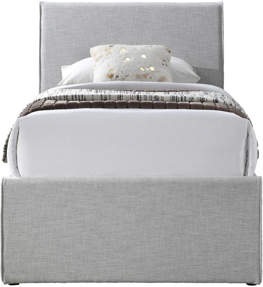 Meridian Furniture - Myles Grey Linen Textured Fabric Twin Trundle Bed - B1261Grey-T veiw 3