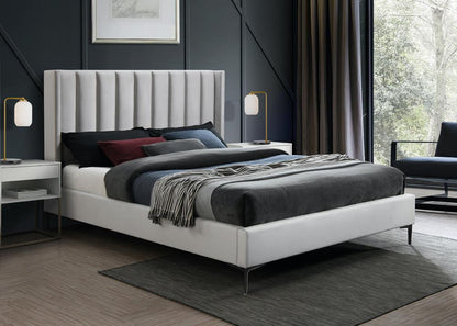 Meridian Furniture - Nadia Cream Velvet King Bed - NadiaCream-K veiw 2