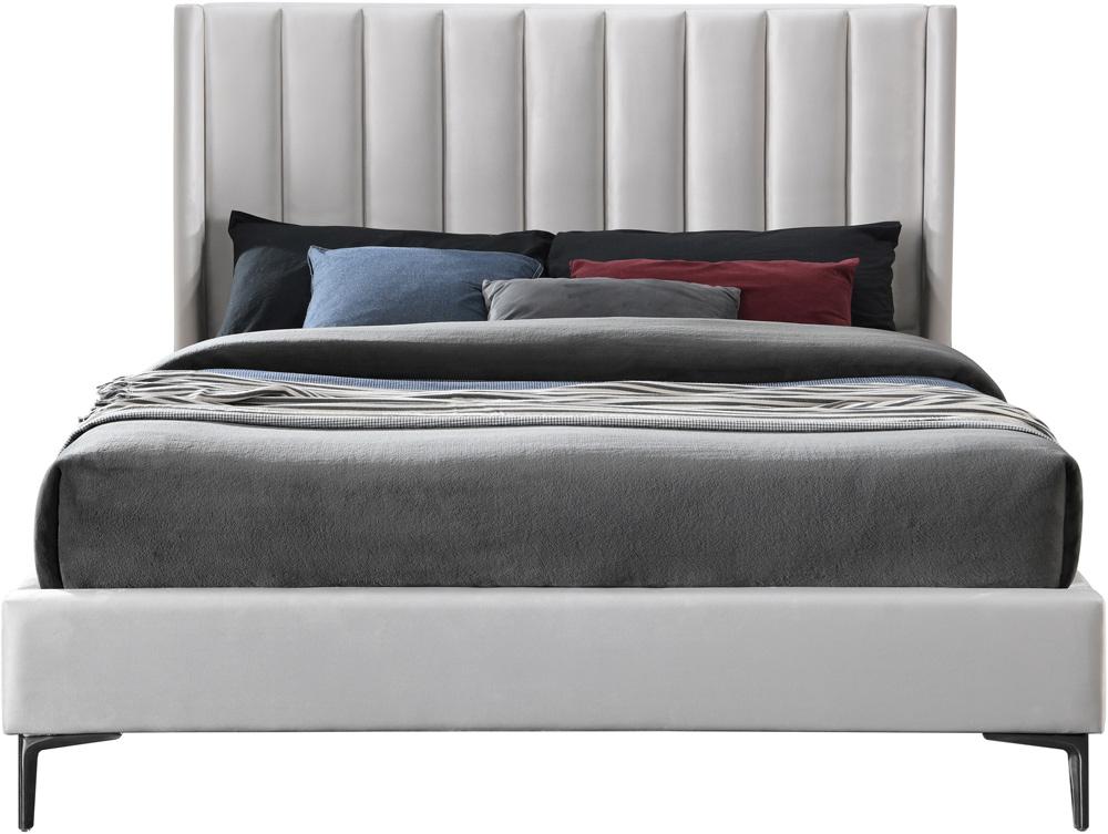 Meridian Furniture - Nadia Cream Velvet King Bed - NadiaCream-K veiw 3