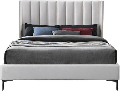Meridian Furniture - Nadia Cream Velvet King Bed - NadiaCream-K veiw 3