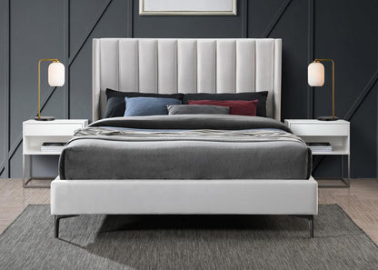 Meridian Furniture - Nadia Cream Velvet King Bed - NadiaCream-K veiw 4
