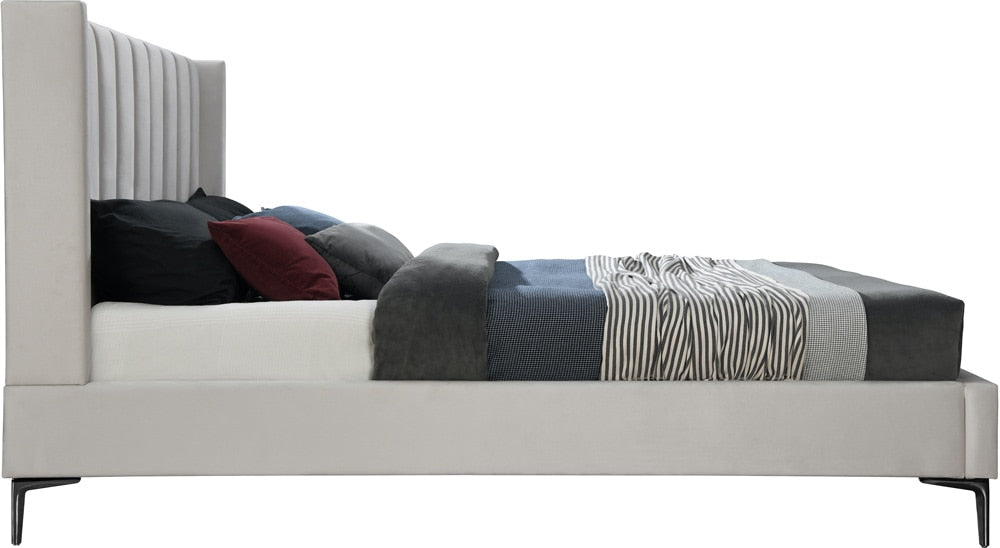 Meridian Furniture - Nadia Cream Velvet King Bed - NadiaCream-K veiw 5