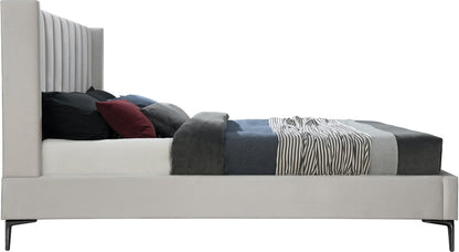 Meridian Furniture - Nadia Cream Velvet King Bed - NadiaCream-K veiw 5